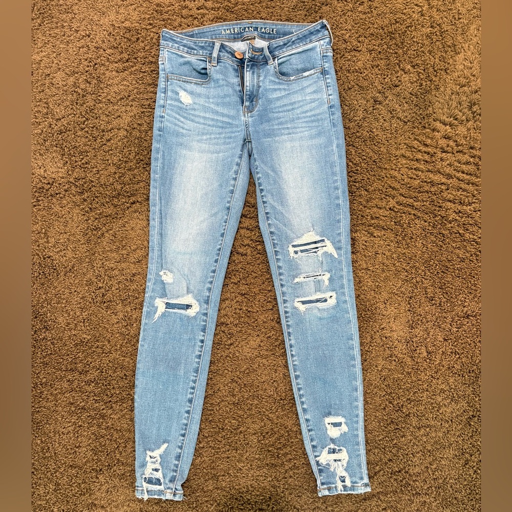 American Eagle Outfitters Skinny Blue Jeans Distressed